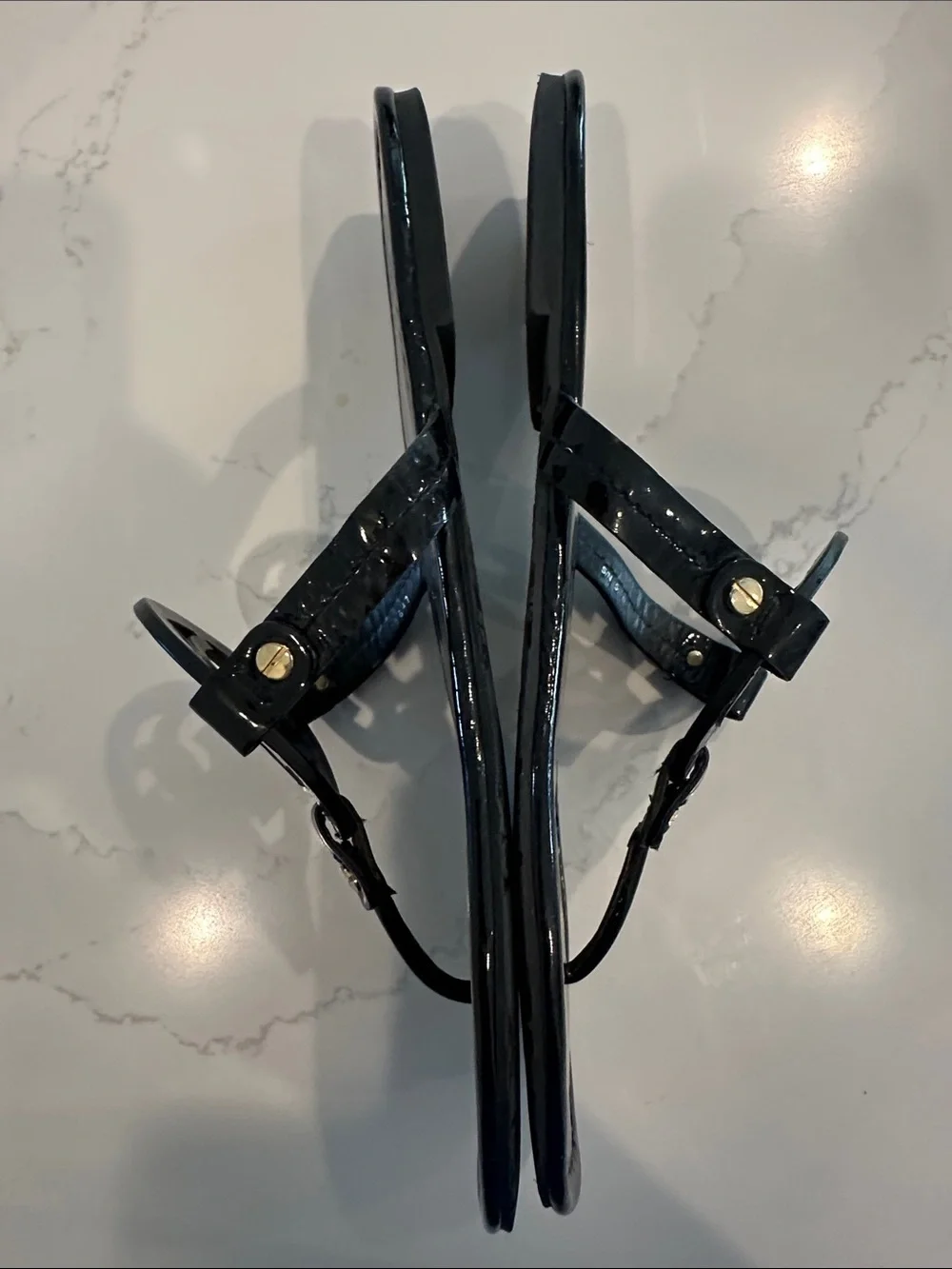 Tory Burch Miller Sandals Patent Black Size 11